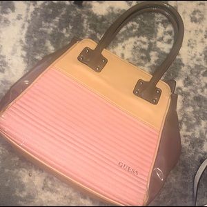 guess purse color block coral peach handbag GUC